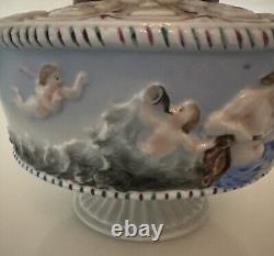 Antique 18th C Joseph Gaspard Robert French Porcelain Oil Lamp Neptune & Mermaid