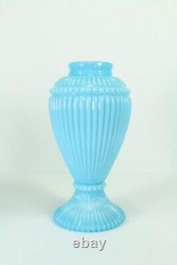 = Antique 19th C. Blue Glass Gas Oil Karosene Lamp Bottle Body