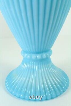 = Antique 19th C. Blue Glass Gas Oil Karosene Lamp Bottle Body