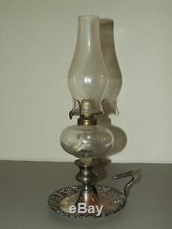 Antique 19th C. Silver Chamberstick Candlestick Oil Lamp Lantern P&A Mfg. Co