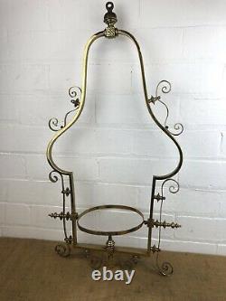 Antique 19th Century Brass Hanging Lamp Ornate Church Oil Lamp 27