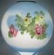 Antique 9 7/8 Opal Glass Globe Ball GWTW Banquet Lamp Shade Roses with Blues 4