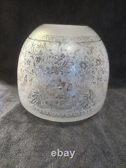 Antique Acid Etched Beehive Duplex Oil Lamp Shade