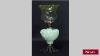 Antique American Victorian Style White Opaline Glass Oil