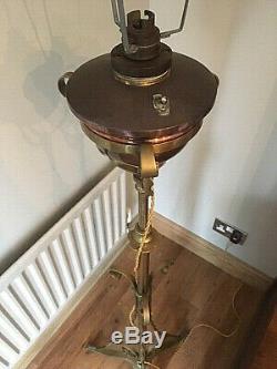 Antique Art Nouveau Brass Telescopic Oil Lamp Base which has been Converted