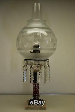 Antique Astral Kerosene Oil Sinumbra Eapg Boston Sandwich Victorian Solar Lamp