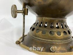 Antique B&H Brass Victorian Oil Lamp Converted To Electric 1898 Still Works