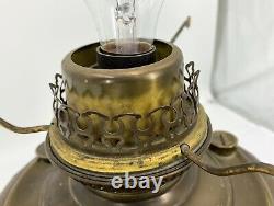 Antique B&H Brass Victorian Oil Lamp Converted To Electric 1898 Still Works
