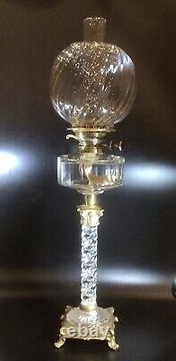 Antique Baccarat Bambous Oil Lamp French Crystal Oil Lamp