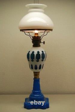 Antique Boston Sandwich Cut Glass Eapg Deco Victorian Whale Oil Kerosene Lamp