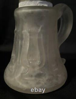 Antique Boston & Sandwich Frosted Glass Whale Oil Finger Lamp