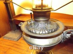 Antique Bradley & Hubbard B&H Heavy Tankard Oil Lamp with Tam O'Shanter Shade WOW