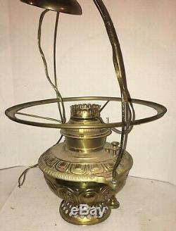 Antique Bradley & Hubbard No 89 Hanging Oil Lamp Country Store Vintage Brass