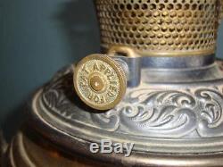 Antique Bradley Hubbard Oil Table Lamp Brass Arts Crafts Iron Gothic Victorian