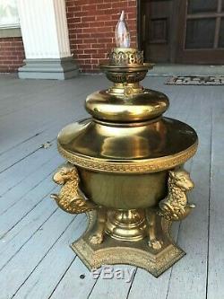 Antique Bradley and Hubbard B&H Victorian Banquet GRIFFIN Kerosene Oil Lamp