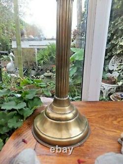 Antique Brass Banqueting Oil Lamp Amber Globe Dual Burners Downton Abbey Style
