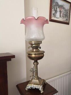 Antique Brass Column Oil Lamp