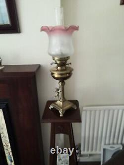 Antique Brass Column Oil Lamp
