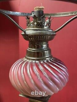 Antique Brass Corinthian Pillar Vaseline Glass Font German Kaestner + Tobelman
