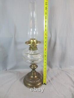 Antique Brass & Cut Glass English Made Duplex Oil Lamp