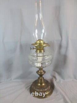 Antique Brass & Cut Glass English Made Duplex Oil Lamp