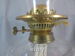 Antique Brass & Cut Glass English Made Duplex Oil Lamp