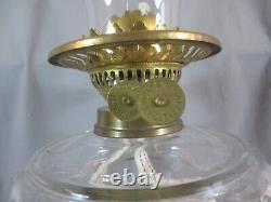 Antique Brass & Cut Glass English Made Duplex Oil Lamp