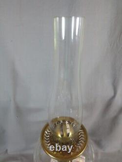 Antique Brass & Cut Glass English Made Duplex Oil Lamp
