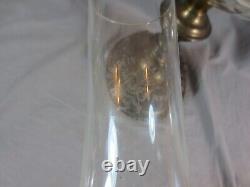 Antique Brass & Cut Glass English Made Duplex Oil Lamp