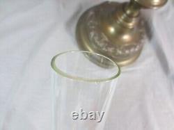 Antique Brass & Cut Glass English Made Duplex Oil Lamp