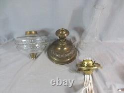 Antique Brass & Cut Glass English Made Duplex Oil Lamp