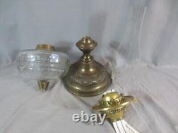 Antique Brass & Cut Glass English Made Duplex Oil Lamp