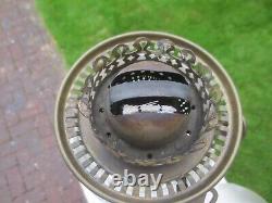 Antique Brass & Cut Glass Hinks Oil Lamp Chimney & Original Oil Lamp Shade