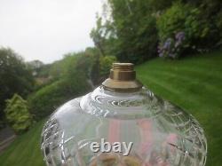 Antique Brass & Cut Glass Hinks Oil Lamp Chimney & Original Oil Lamp Shade