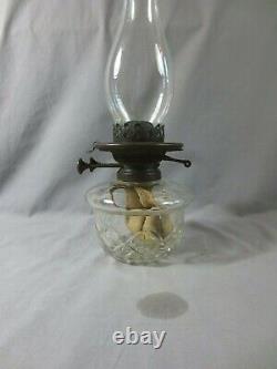 Antique Brass & Cut Glass Wright & Butler Duplex Oil Lamp