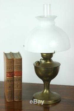 Antique Brass Duplex Oil Lamp Milk Glass Shade FREE Shipping PL4782 A