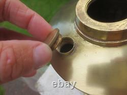 Antique Brass Duplex Oil Lamp burner & Vintage Acid Etched Tulip Shade