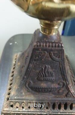 Antique Brass Font Oil Lamp Complete & Working