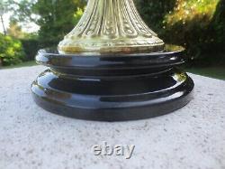 Antique Brass & Glass Oil Lamp Complete with Original Acid Etched Oil Lamp Shade