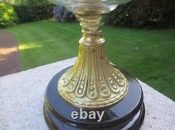 Antique Brass & Glass Oil Lamp Complete with Original Acid Etched Oil Lamp Shade