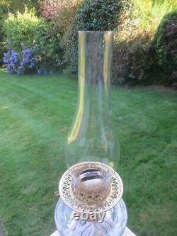 Antique Brass & Glass Oil Lamp Complete with Original Acid Etched Oil Lamp Shade