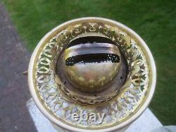 Antique Brass & Glass Oil Lamp Complete with Original Acid Etched Oil Lamp Shade