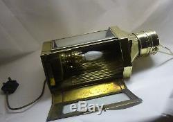 Antique Brass & Glass Ship Oil Lamp Converted To Electric Victorian Oil Lamp