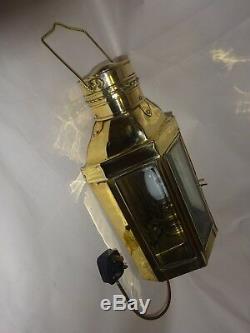 Antique Brass & Glass Ship Oil Lamp Converted To Electric Victorian Oil Lamp