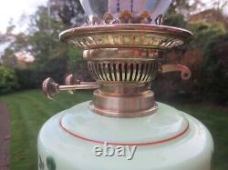 Antique Brass & Glass Uranium Vaseline SUN Oil Lamp Chimney & Original Chimney