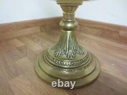 Antique Brass & Glass Uranium Vaseline SUN Oil Lamp Chimney & Original Chimney