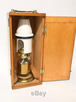 Antique Brass Microscope Oil Lamp By Steward c1880
