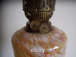 Antique Brass Oil Lamp-marbled Glass Font-gc
