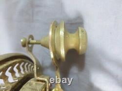 Antique Brass RARE MODEL HINKS DUPLEX Lever Lift Oil Lamp Burner Bayonet Fit