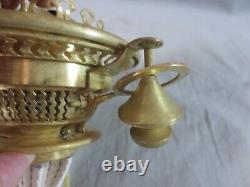 Antique Brass RARE MODEL HINKS DUPLEX Lever Lift Oil Lamp Burner Bayonet Fit